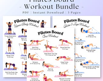 Pilates-bordtraining pdf-bundel | Hervormer Pilates Full Body Workout | Draagbare pilates-bordoefeningen | Pilates afdrukbaar | Thuistraining
