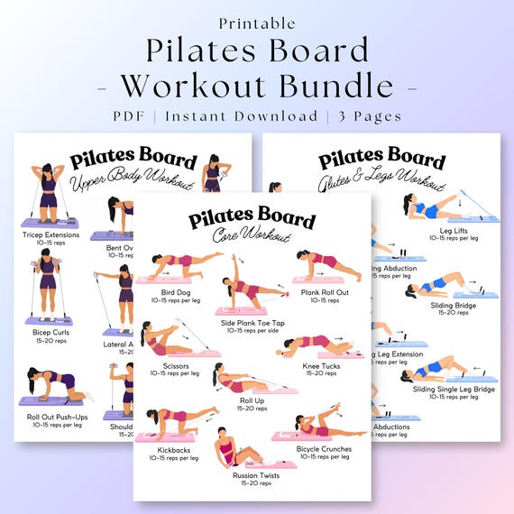 Pilates Board Workout PDF Bundle | Reformer Pilates Full Body Workout | Portable Pilates Board Exercises | Pilates Printable | Home Workout