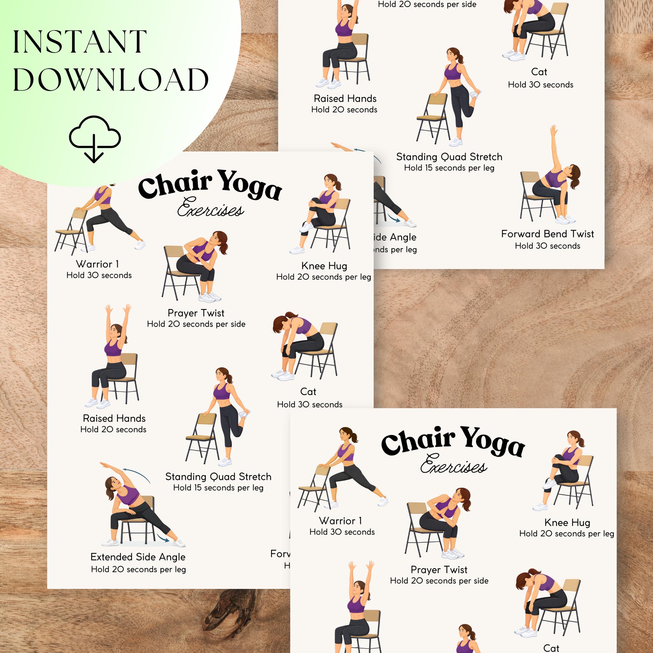 Chair Yoga Printable | Low Impact | Chair Yoga for Seniors | Printable