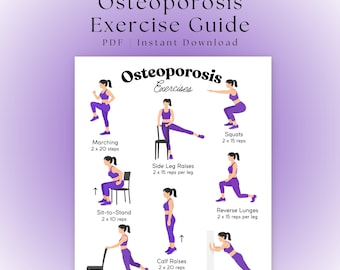 Osteoporosis Exercises Chart | Printable Daily Workout Routine for Seniors | Standing Exercises for Older Adults | Instant Download PDF