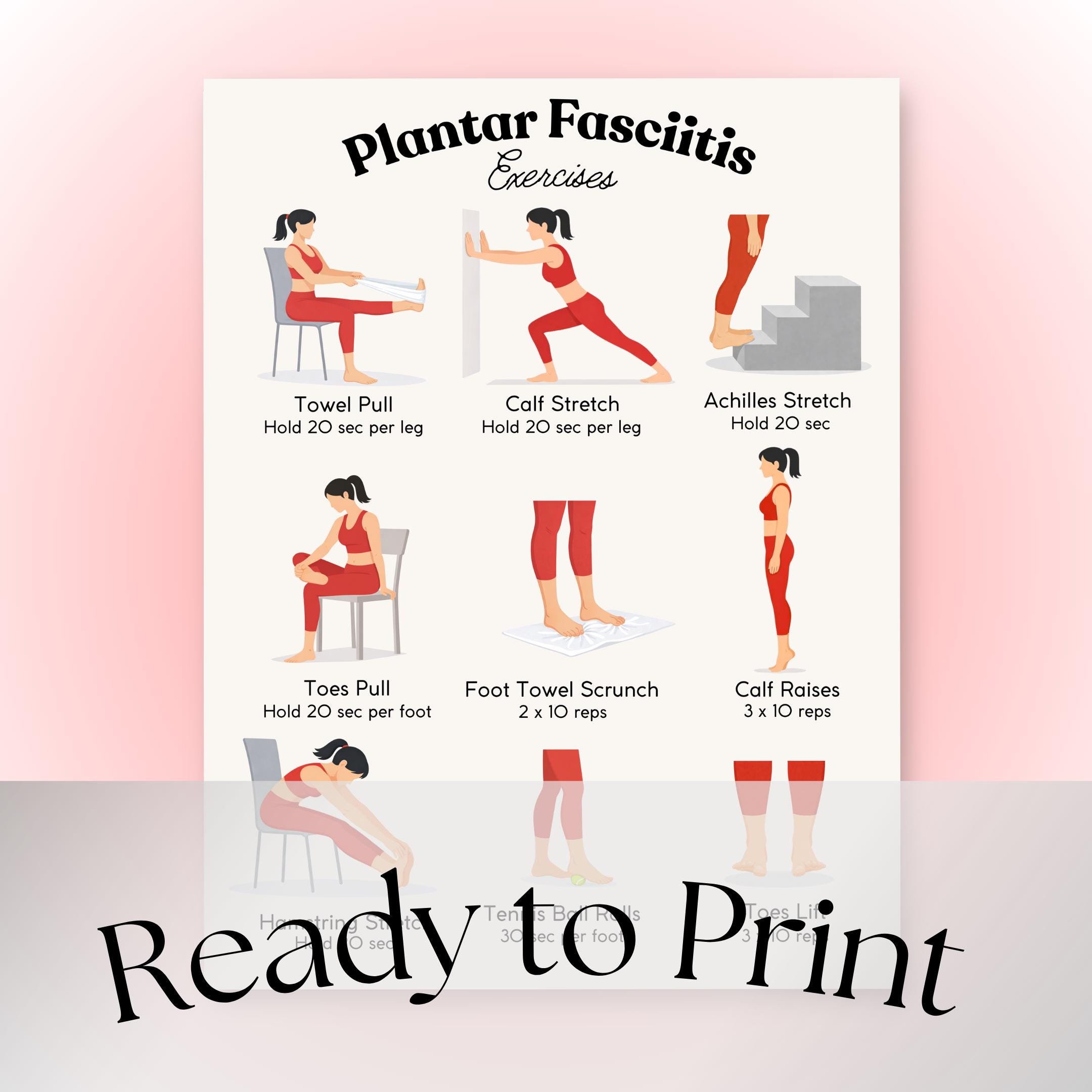 Plantar Fasciitis Exercises | Printable Foot and Heel Stretching ...
