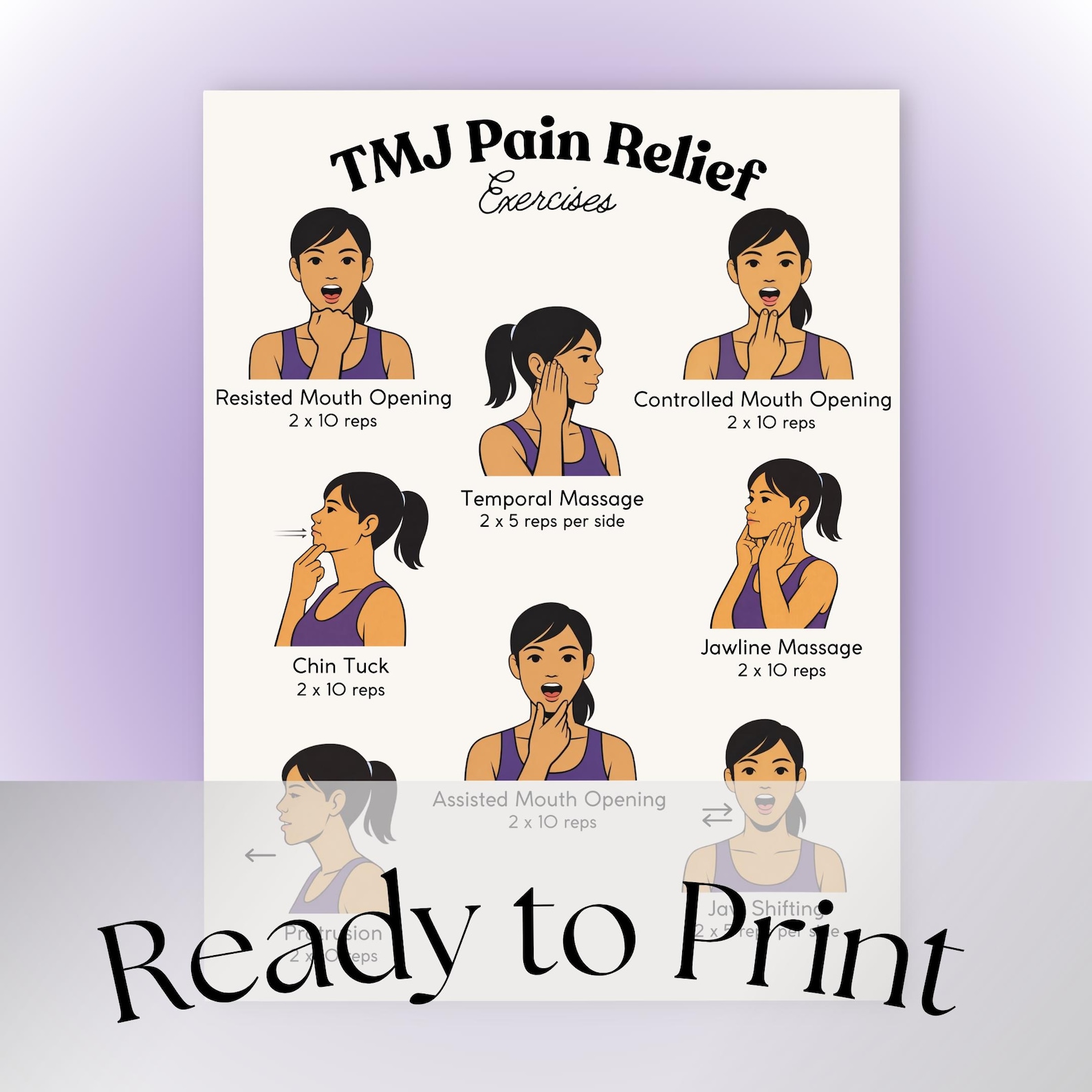 Tmj Index.pdf TMJ Pain Relief Exercises PDF | Printable Mobility Chart for Jaw Pain ...