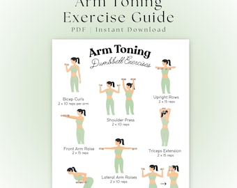 Póster de entrenamiento de brazos con mancuernas / Entrenamiento imprimible para la parte superior del cuerpo / Ejercicios con mancuernas / Entrenamiento de brazos para principiantes en PDF / Ejercicios de bíceps para gimnasio en casa