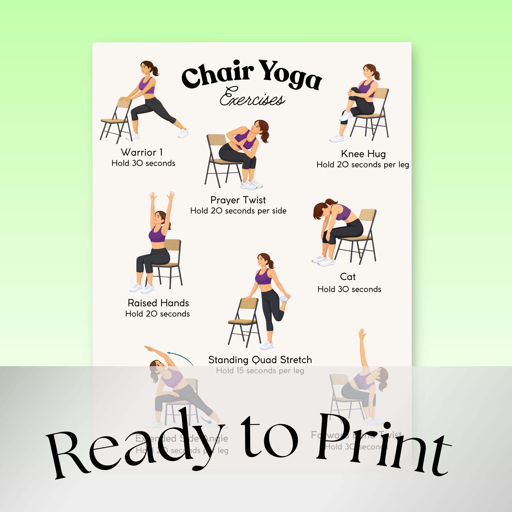 Chair Yoga Printable | Low Impact | Chair Yoga for Seniors | Printable