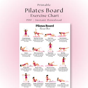 Pilatesbrädes träningsschema PDF | Bärbar Pilatesbrädesträning, utskrivbar | Reformer Pilates träningsaffisch | Pilates fitness väggkonst