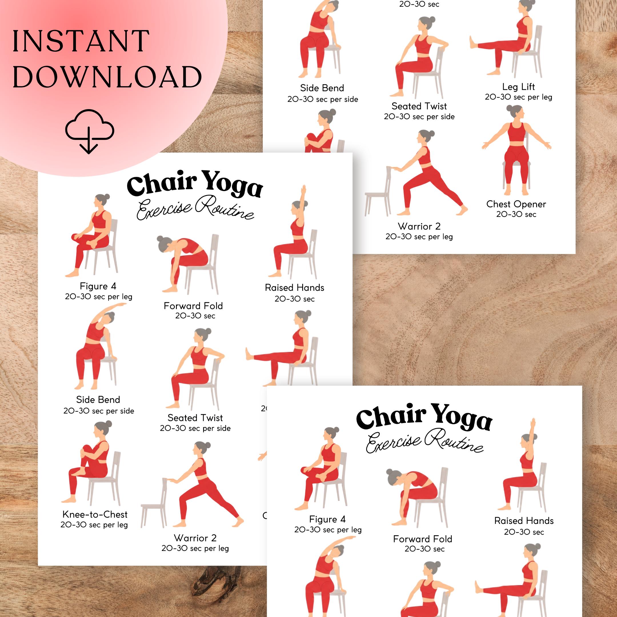 Chair Yoga Exercise Routine Printable PDF | Low Impact Senior Workout