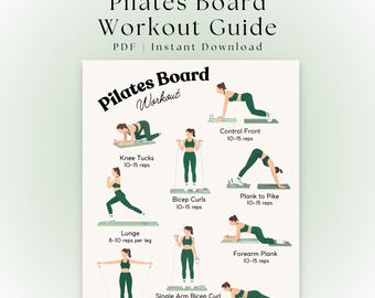Pilates Board Workout Printable PDF | Home Pilates Exercises | Reformer Pilates | Pilates Poster | Womens Workout