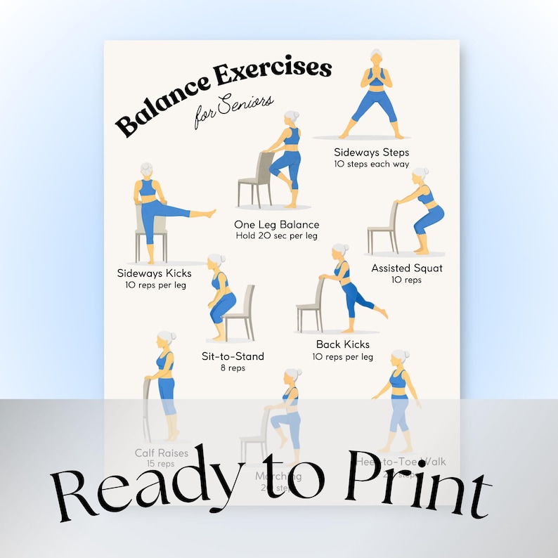 Printable Balance Exercises for Seniors | Workout Routine for Older ...