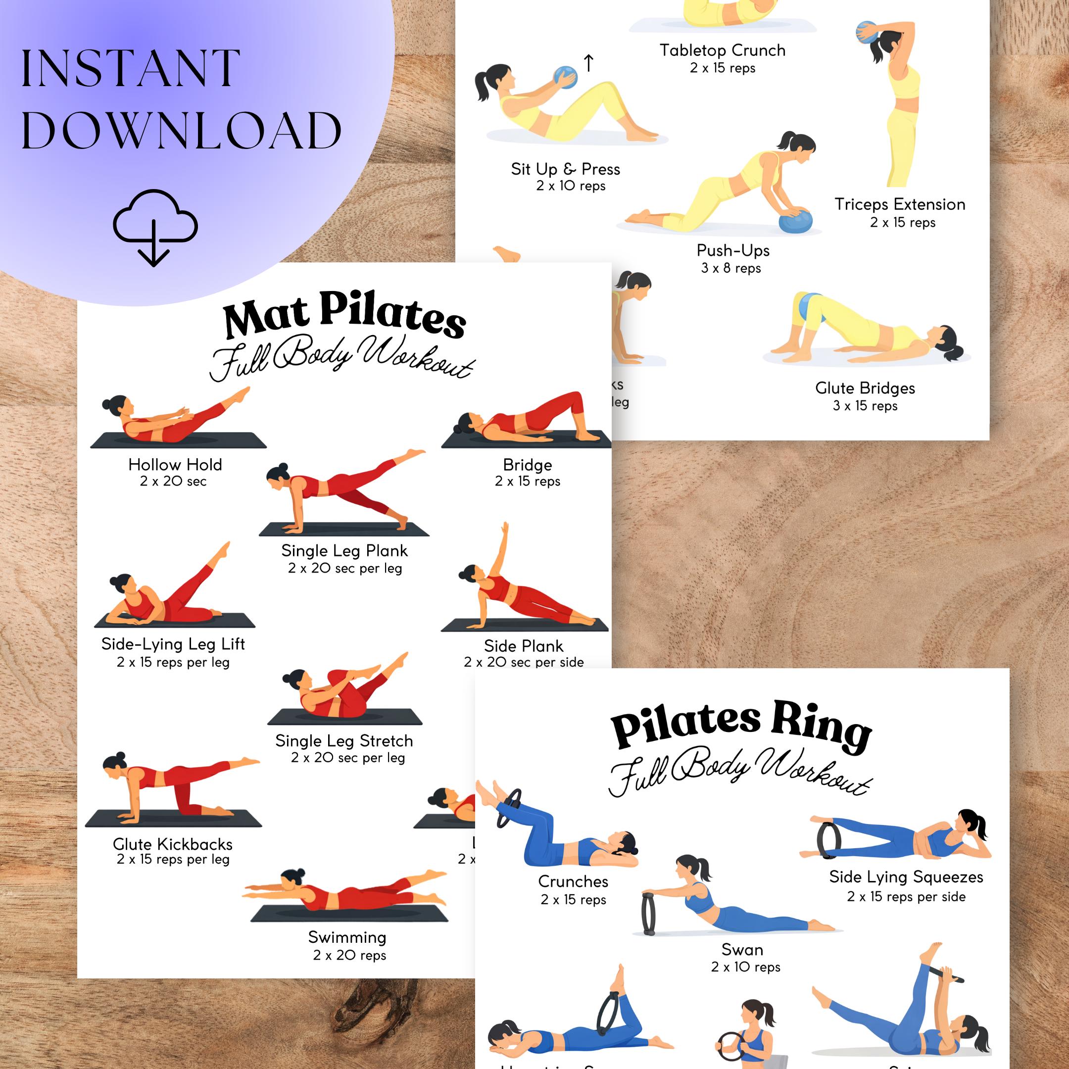 Pilates Workout Bundle | Printable PDF Set | Pilates Ball, Pilates Ring ...