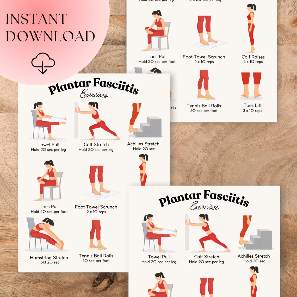 Plantar Fasciitis Exercises | Printable Foot and Heel Stretching ...