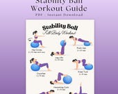 Exercise Ball Poster | Printable Workout Guide | Yoga Ball | Stability Ball Workout | Exercise Ball | Workout PDF | Full Body Workout