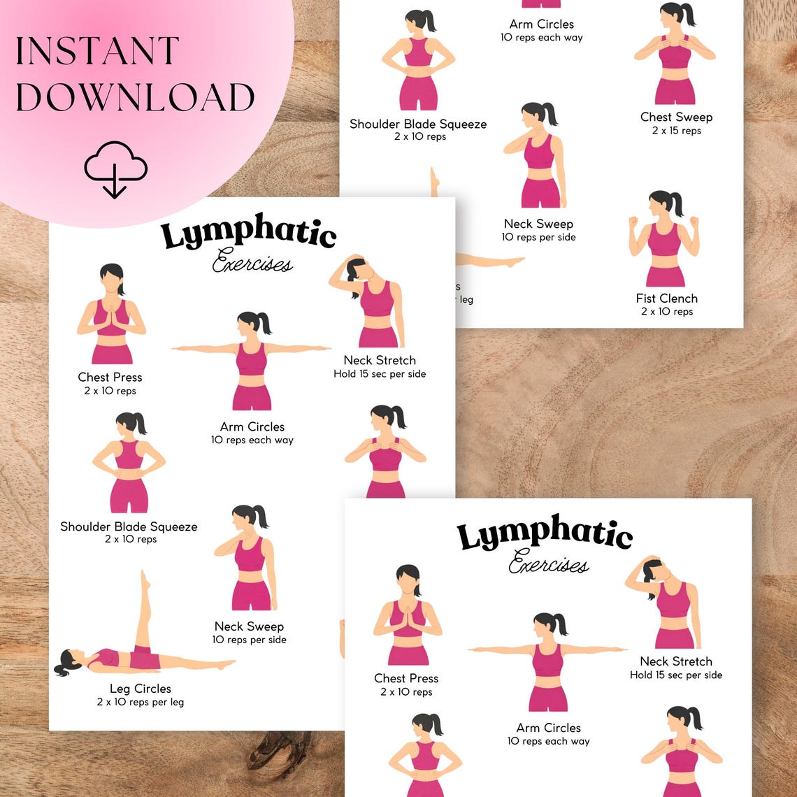Lymphatic Exercise Routine For Men Lymph Exercise Chart | Printable Lymphatic Exercise Poster PDF ...