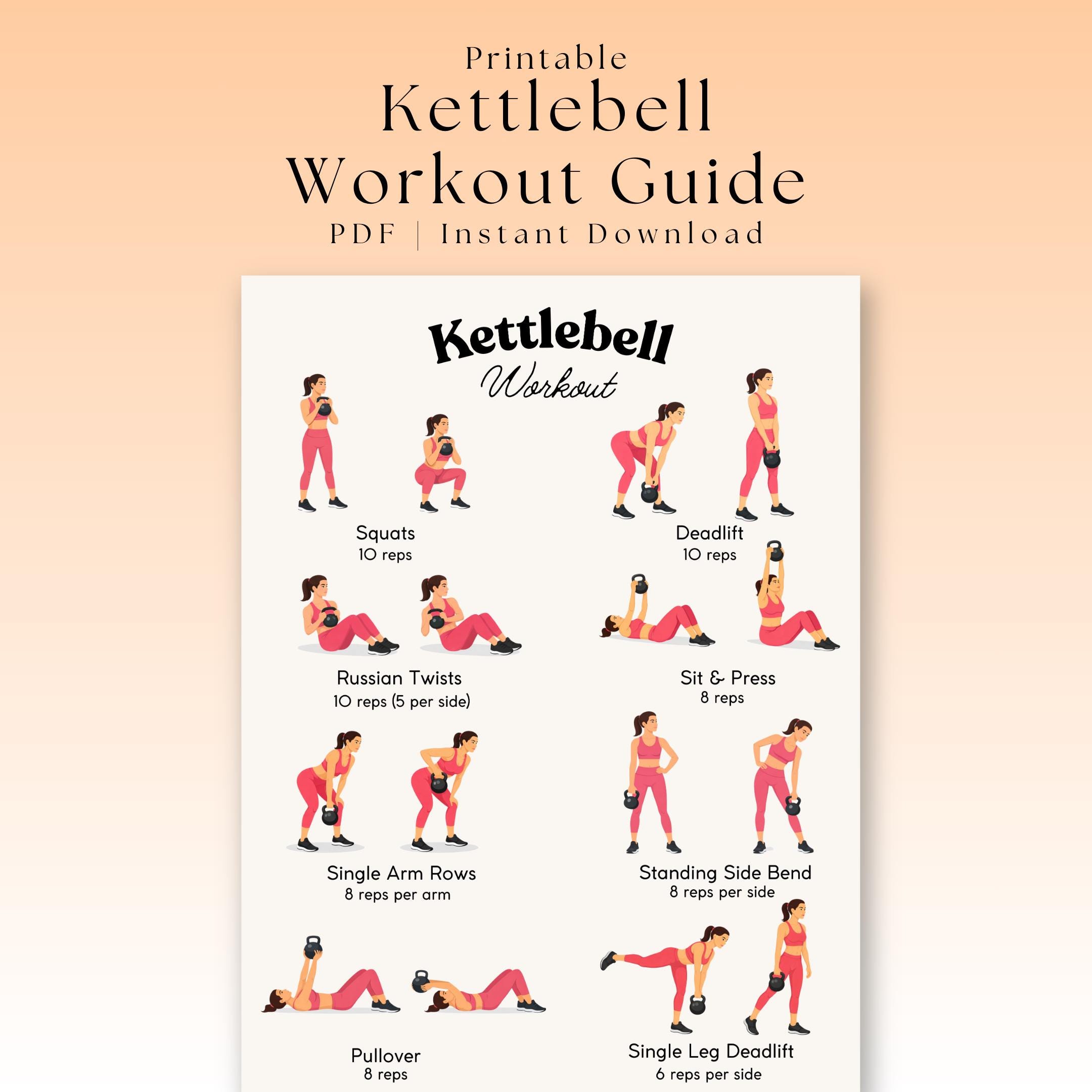 Kettlebell Program.pdf Kettlebell Workout | Kettlebell Workout Printable | PDF 8.5 X 11 in ...