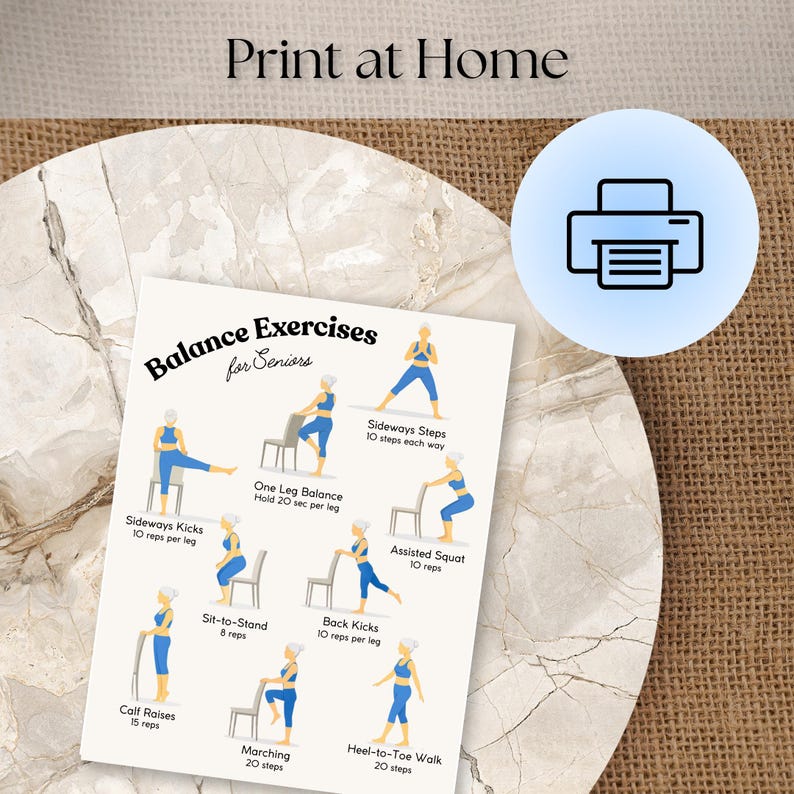 Printable Balance Exercises for Seniors | Workout Routine for Older ...
