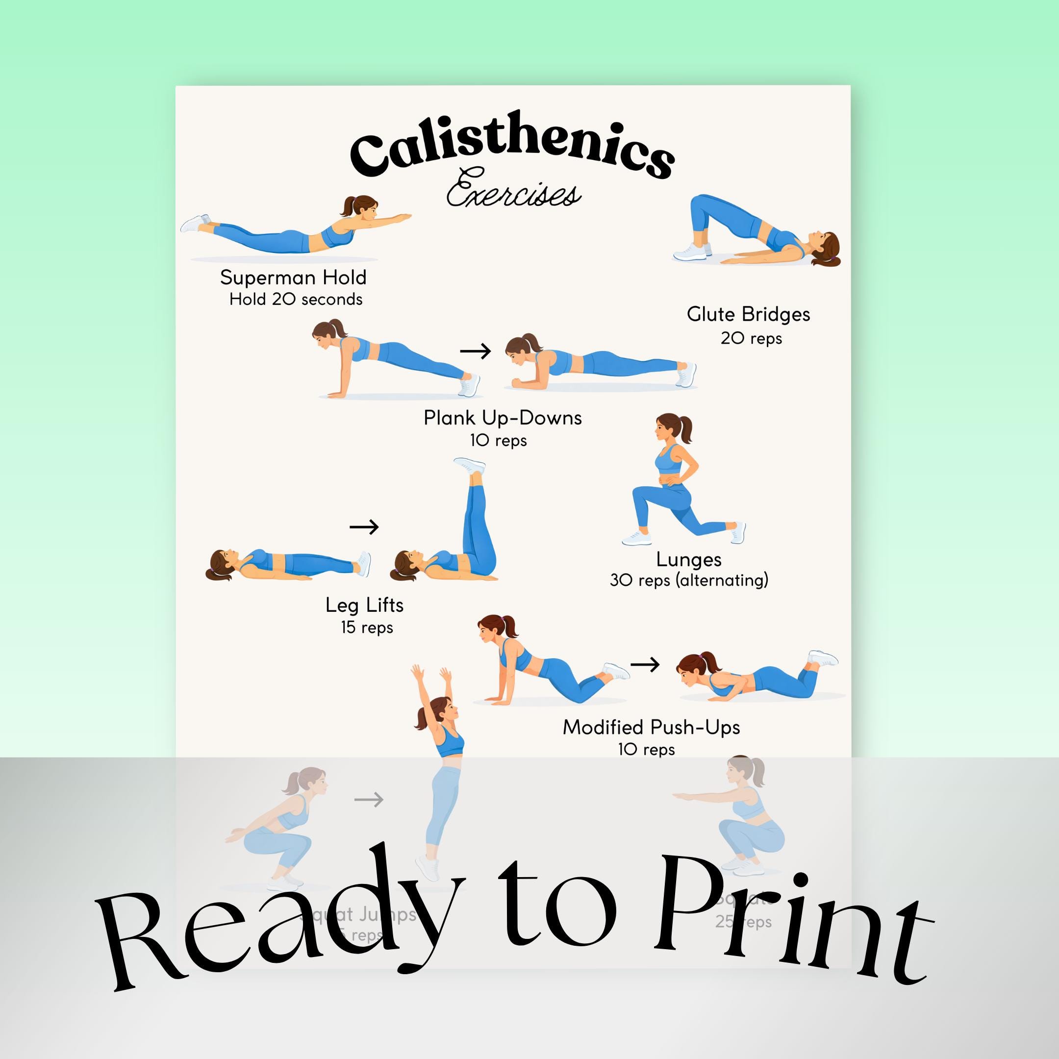 Calisthenics Workout Plan | Printable Calisthenic Exercises | Full Body ...
