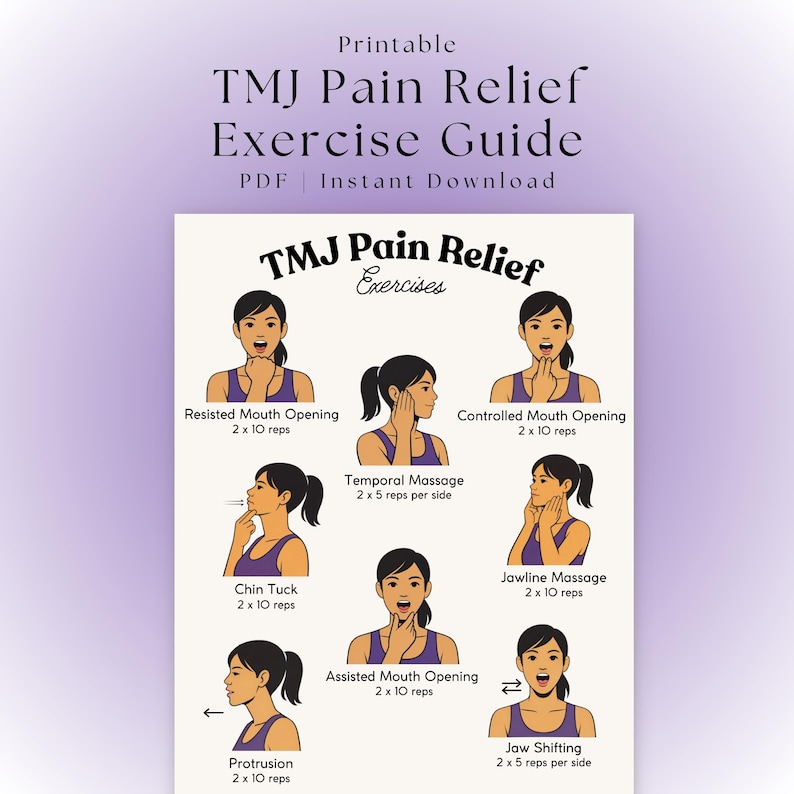 Tmj Index.pdf TMJ Pain Relief Exercises PDF | Printable Mobility Chart for Jaw Pain ...