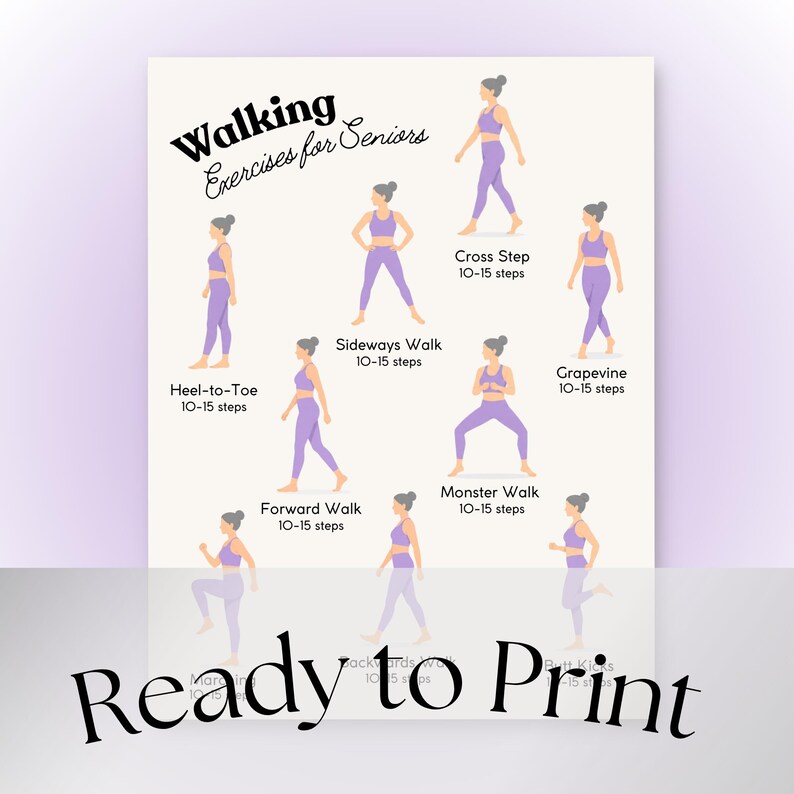 Walking Exercises for Seniors Printable Chart | Gentle Walking Workout ...