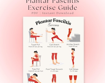 Plantar Fasciitis Exercises | Printable Foot and Heel Stretching Routine | Plantar Fasciitis Pain Relief | Mobility Workout | Printable PDF