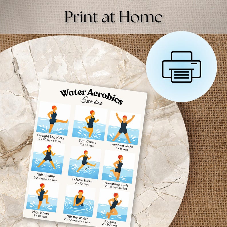 Water Yoga Routine Printable Water Aerobics Class Ideas | Group Water Exercise PDF | Aquatic Fitness ...