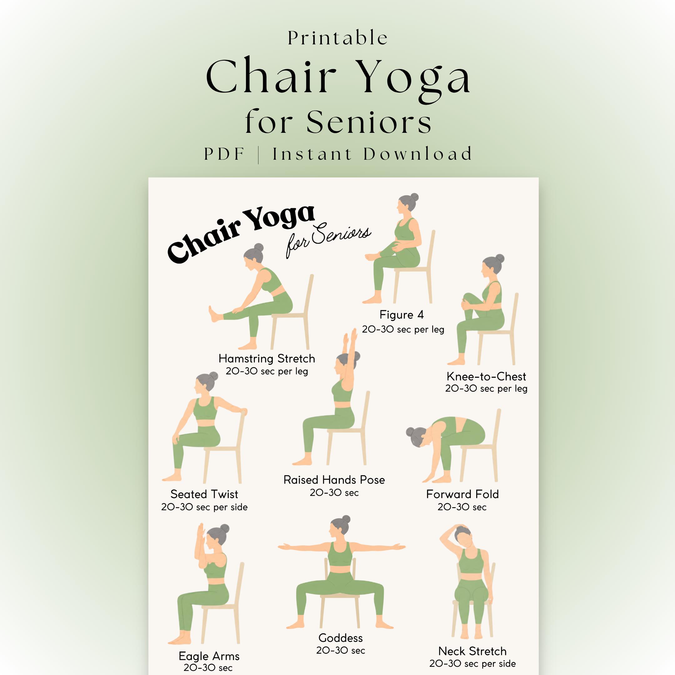 Chair Yoga for Seniors | Printable Stretch Chart | Exercises for Older