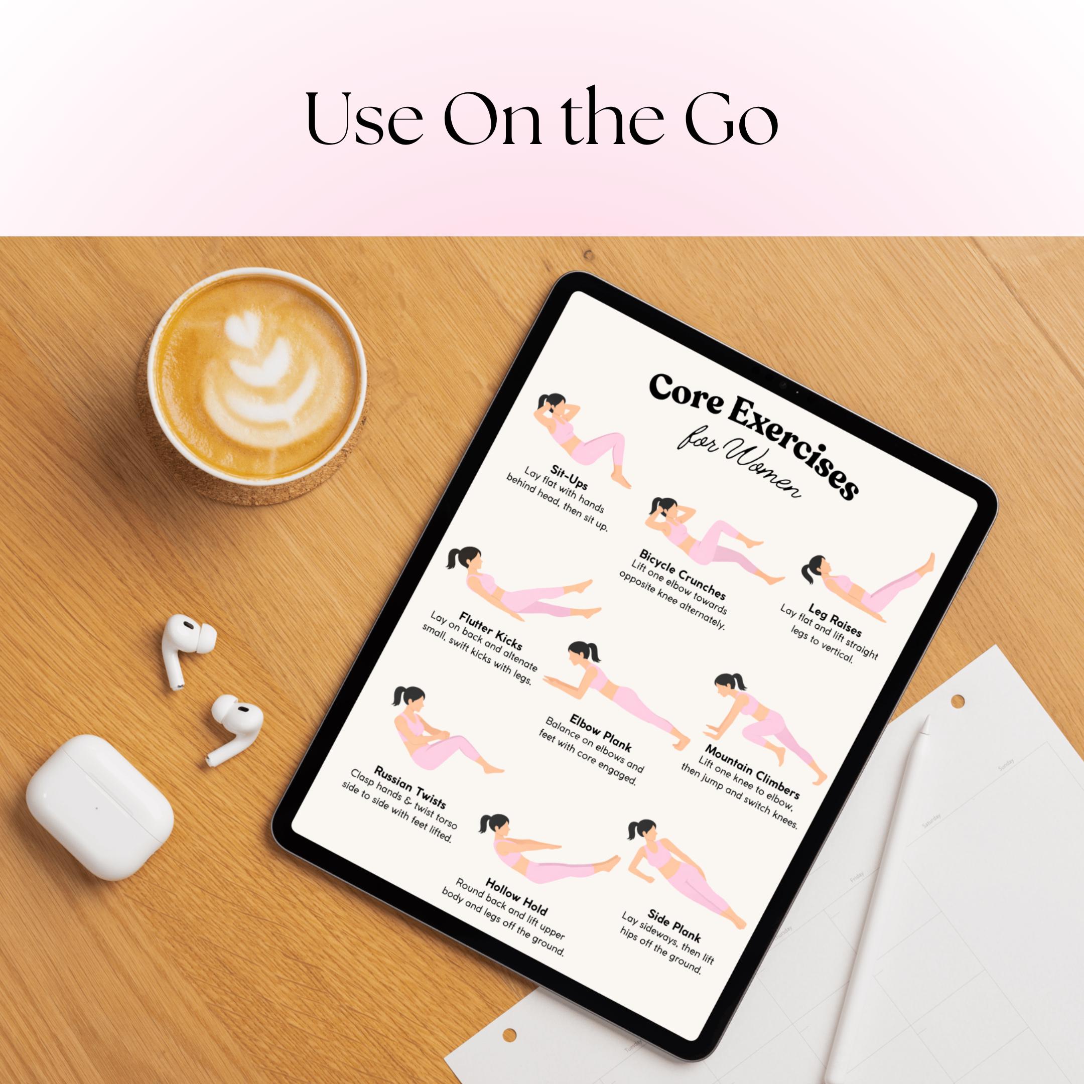 Printable Core Exercise Chart Core Exercise Chart | Workout for Women | Lose Weight, Flatten Stomach ...