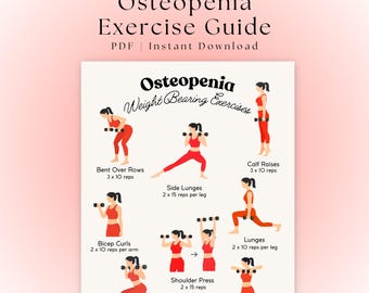 Ejercicios con carga para la osteopenia / Programa de entrenamiento en casa para la salud ósea / Ejercicios para la osteoporosis y la osteopenia / PDF de entrenamiento con pesas