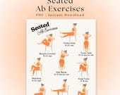 Seated Abs Exercises Printable | Chair Workout for Core Strength | Ab Workout Poster | Core Exercise Sheet | Instant Download | Fitness PDF