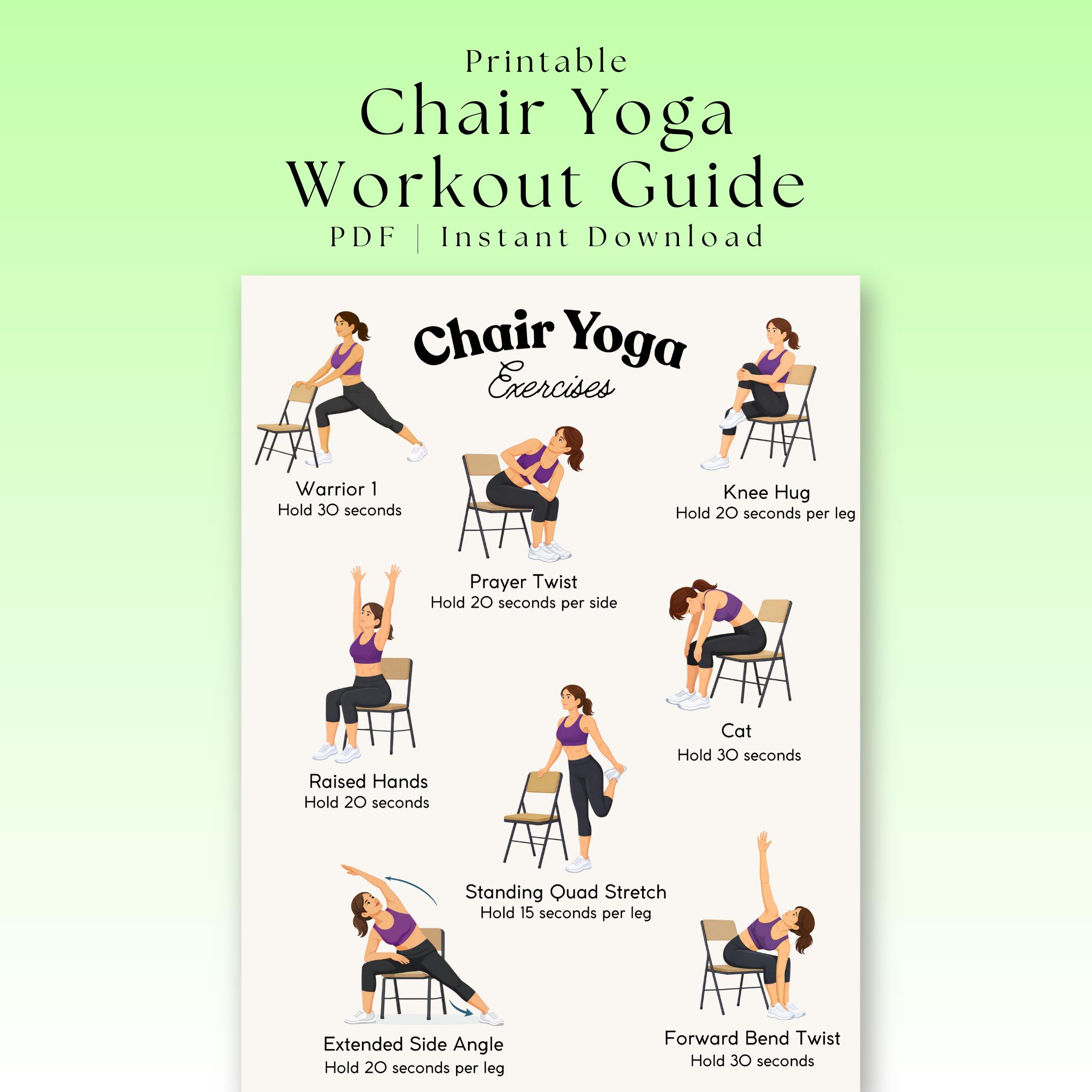 Chair Yoga Printable | Low Impact | Chair Yoga for Seniors | Printable