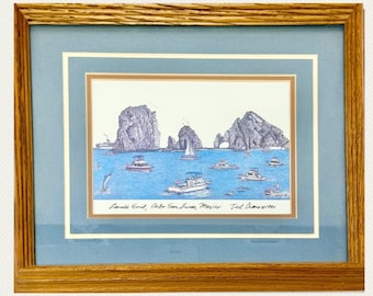 Ted Crane Land's End Cabo San Lucas 1990 Signed Print DOUBLE SIGNED Front & Back