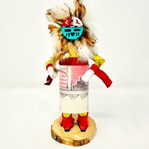Vintage Navajo Sunface Kachina Doll 7" Signed MB Southwestern Folk Art
