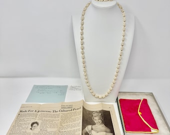 Conjunto de collar y pulsera de perlas de arroz agrupadas en oro de 14 quilates (caja original)