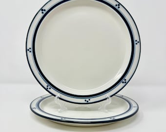 Plato de ensalada icónico vintage de 3 puntos con ribete azul de Dansk Bistro, Japón, 8,5"