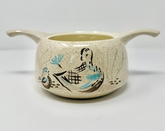 Cazuela vintage Bob White de Red Wing Pottery, 2 cuartos, color codorniz, MCM