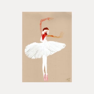 wall art original watercolor painting of a ballet dancer a4 format, 21,1 x 29,7 cm on natural color beige paper dancing portrait ballerina