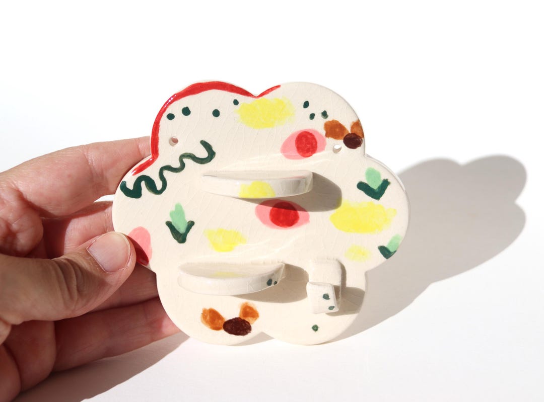 Handmade Ceramic Key Holder, Tiny Wall Shelf – Kitsch Floral Design - Etsy