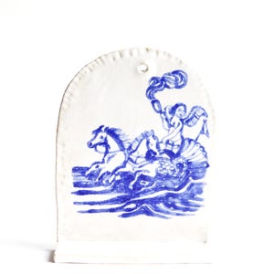 altar de parede prateleira cerâmica carta caso artesanal maritim mar pendurado argila santuário deusa belas artes cerâmica sereia delft azul branco