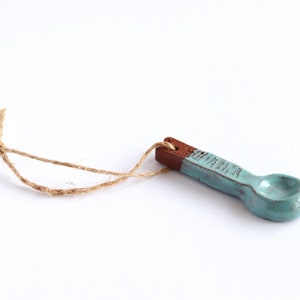 ceramic spoons key ring pendants hanger ornament charm pottery brown rustic japan style turquoise dark green home decor zdjęcie 8