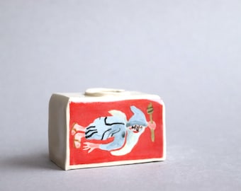 Mini vaso de cerâmica feito à mão, com pintura de Gandalf.