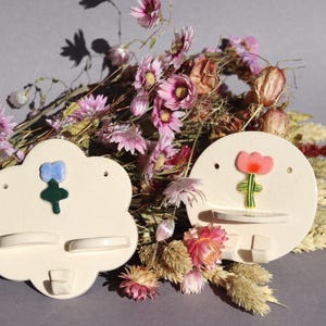key board tiny wall shelf flower altar shrine love design cream beige cute wall decor hanger floral summer handmade ceramics kitsch spring