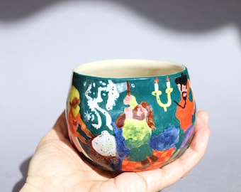 Caneca de cerâmica artesanal com ilustração de uma mina de ouro anã: Caneca ou vaso para plantas