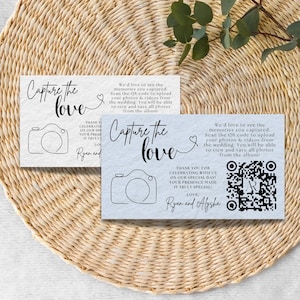 Wedding Photo Sharing QR Code Sign Template, Capture the Love QR Code Card, Wedding Photo Upload Sign, Editable Canva Template