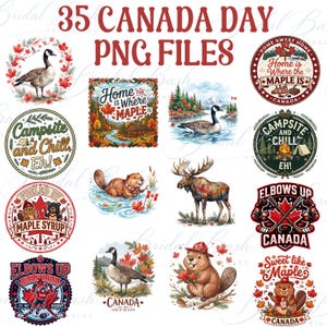Canada Day PNG Bundle, Watercolour Canadian PNG Files, Watercolor Canadian Animals, Sublimation Designs, Transparent PNG, T-Shirt Designs