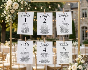 Cartes de numéro de table, Numéros de table modernes, Plan de table, Trouvez votre place, Numéro de table de mariage, Plan de table, Cartes d'attribution de table