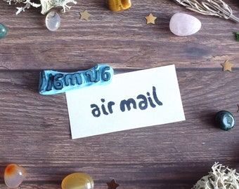 Sello de correo aéreo - Sello de embalaje hecho a mano - Sello de sobre - Sello de goma tallado a mano – Fabricación de tarjetas – Papelería DIY - Sello de diario