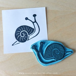 Tampon escargot - Tampon sculpté à la main - Tampon de scrapbooking - Fabrication de cartes - Papeterie DIY - Tampon de journal - Gravure