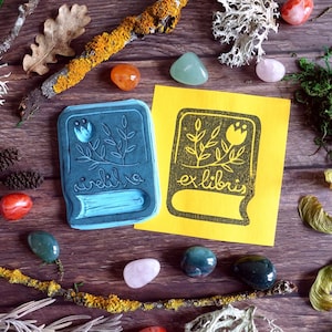 Ex Libris Blumenbuch Stempel - Handgeschnitzter Stempel – Scrapbooking Stempel – Kartenherstellung – DIY Schreibwaren - Journaling - Druckgrafik
