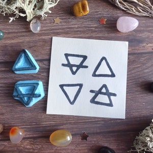 Alchemical Element Symbols Rubber Stamps - Hand Carved Rubber Stamp – Scrapbooking Stamp – Card Making – DIY Stationery - Journaling