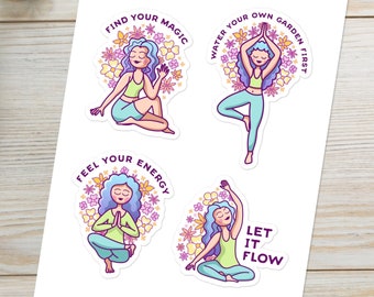 YOGA POSE Sticker Sheet // Aesthetic Cute Good Vibe Exercise Zen ...
