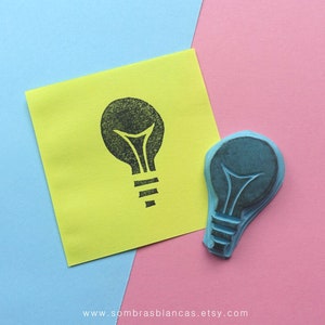 Lightbulb Rubber Stamp - Hand Carved Rubber Stamp – Planner Stamp - Scrapbooking Stamp – Card Making – DIY Stationery - Journal Stamp