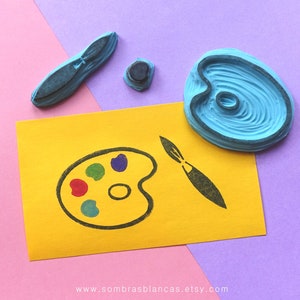 Paint Palette Stempel Set - 3 handgeschnitzte Stempel - DIY Stempelset - DIY Stationery Design - DIY Stempelset